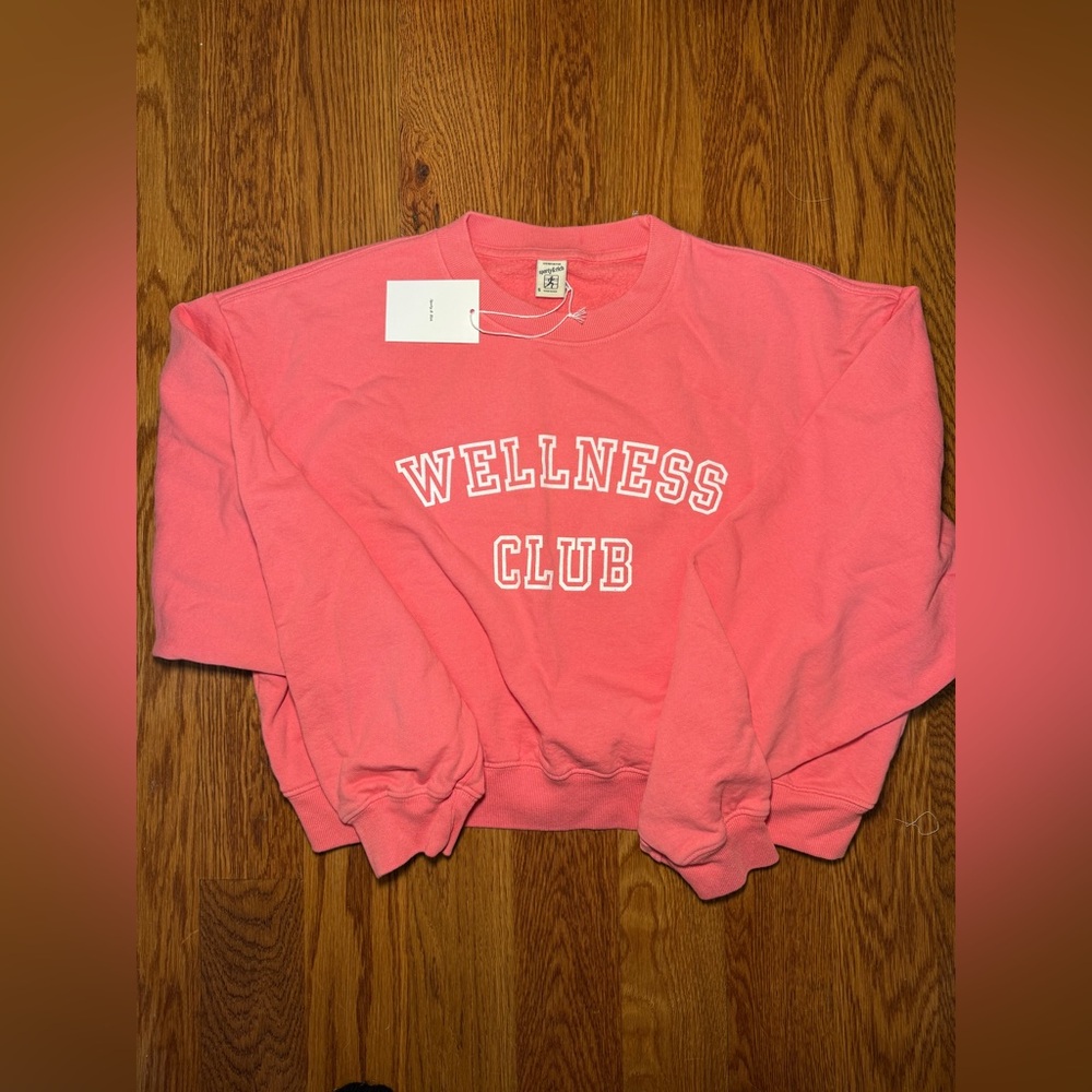 NEW WITH TAGS Sporty & Rich Cropped Wellness Club Crewneck in Pink (Size Small)